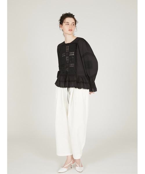crinkle crinkle crinkle（クリンクルクリンクルクリンクル）の「【crinkle crinkle crinkle】front tapestry 2way sheer bolero/フロントタペストリー2wayシアーボレロ（カーディガン/ボレロ・レディース・ホワイト/ブラック・FREE）」の15枚目の写真