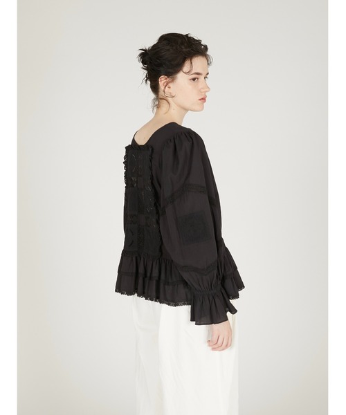 crinkle crinkle crinkle（クリンクルクリンクルクリンクル）の「【crinkle crinkle crinkle】front tapestry 2way sheer bolero/フロントタペストリー2wayシアーボレロ（カーディガン/ボレロ・レディース・ホワイト/ブラック・FREE）」の16枚目の写真