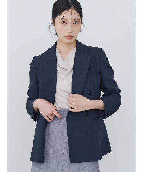 TONAL(トーナル)の「フェイクリネンダブルジャケット(テーラードジャケット・レディース・ネイビー/グレー/ベージュ・MEDIUM/SMALL)」の3枚目の写真