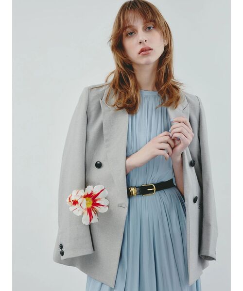 TONAL(トーナル)の「フェイクリネンダブルジャケット(テーラードジャケット・レディース・ネイビー/グレー/ベージュ・MEDIUM/SMALL)」の2枚目の写真
