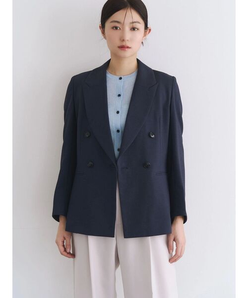 TONAL(トーナル)の「フェイクリネンダブルジャケット(テーラードジャケット・レディース・ネイビー/グレー/ベージュ・MEDIUM/SMALL)」の12枚目の写真
