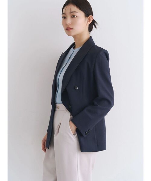 TONAL(トーナル)の「フェイクリネンダブルジャケット(テーラードジャケット・レディース・ネイビー/グレー/ベージュ・MEDIUM/SMALL)」の13枚目の写真