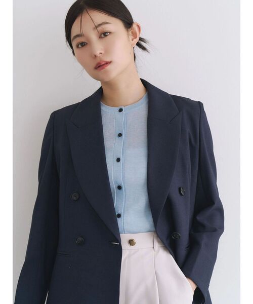 TONAL(トーナル)の「フェイクリネンダブルジャケット(テーラードジャケット・レディース・ネイビー/グレー/ベージュ・MEDIUM/SMALL)」の14枚目の写真