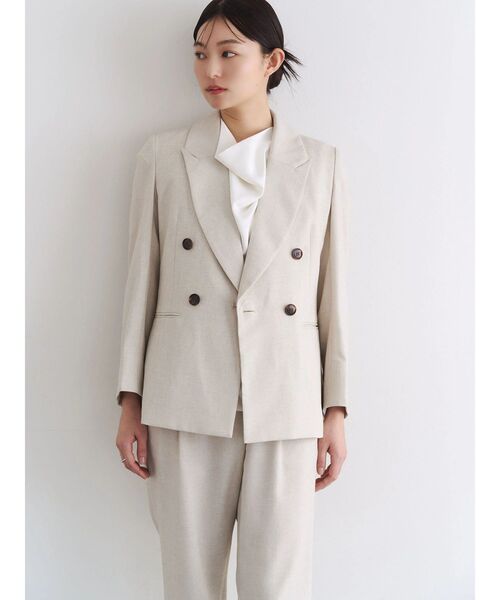 TONAL(トーナル)の「フェイクリネンダブルジャケット(テーラードジャケット・レディース・ネイビー/グレー/ベージュ・MEDIUM/SMALL)」の18枚目の写真