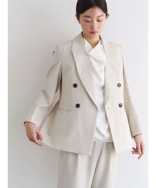 TONAL(トーナル)の「フェイクリネンダブルジャケット(テーラードジャケット・レディース・ネイビー/グレー/ベージュ・MEDIUM/SMALL)」の19枚目の写真