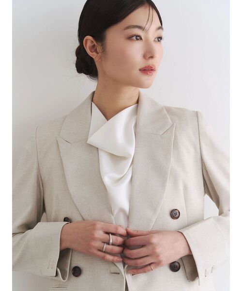 TONAL(トーナル)の「フェイクリネンダブルジャケット(テーラードジャケット・レディース・ネイビー/グレー/ベージュ・MEDIUM/SMALL)」の21枚目の写真