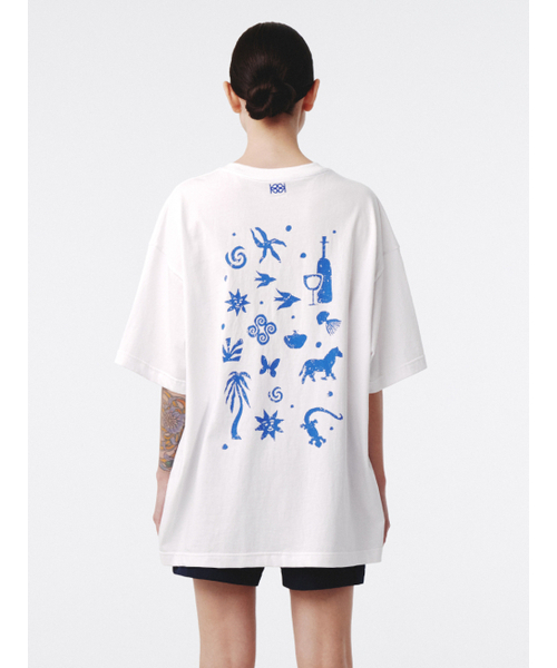 Kijun(キジュン)の「ブルーマリン オーバーサイズTシャツ ユニセックス ホワイト(Tシャツ/カットソー・レディース・その他・MEDIUM/LARGE/SMALL)」の4枚目の写真