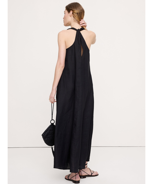 Banana Republic(バナナリパブリック)の「リネン ホルター マキシ ドレス(ワンピース・レディース・ブラック/ナチュラル・L/M/S/XS)」の4枚目の写真