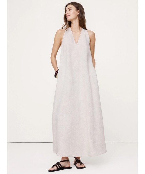 Banana Republic(バナナリパブリック)の「リネン ホルター マキシ ドレス(ワンピース・レディース・ブラック/ナチュラル・L/M/S/XS)」の1枚目の写真