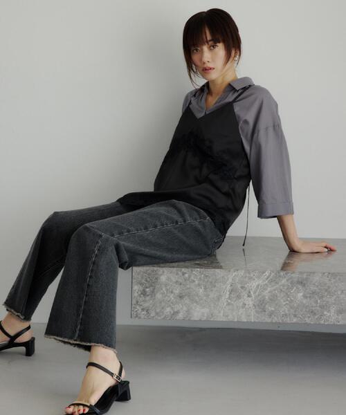 THE SHOP TK (ザ ショップ ティーケー )の「華やぐレイヤードスタイル サテンレースキャミソール(タンクトップ・レディース・ブラック/ベージュ・12/13)」の8枚目の写真