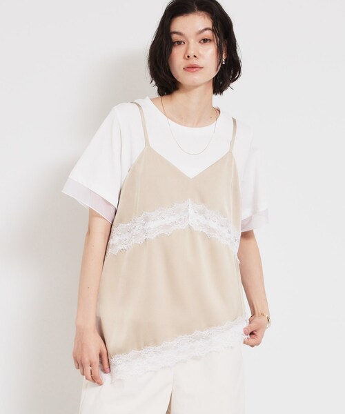 THE SHOP TK (ザ ショップ ティーケー )の「華やぐレイヤードスタイル サテンレースキャミソール(タンクトップ・レディース・ブラック/ベージュ・12/13)」の10枚目の写真