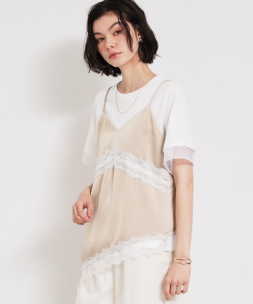 THE SHOP TK (ザ ショップ ティーケー )の「華やぐレイヤードスタイル サテンレースキャミソール(タンクトップ・レディース・ブラック/ベージュ・12/13)」の11枚目の写真