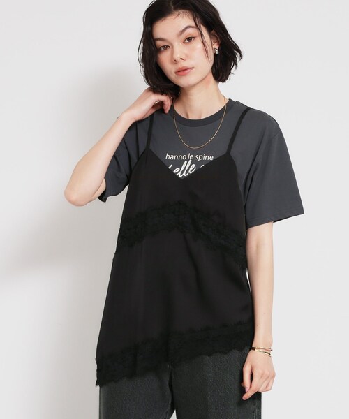 THE SHOP TK (ザ ショップ ティーケー )の「華やぐレイヤードスタイル サテンレースキャミソール(タンクトップ・レディース・ブラック/ベージュ・12/13)」の14枚目の写真
