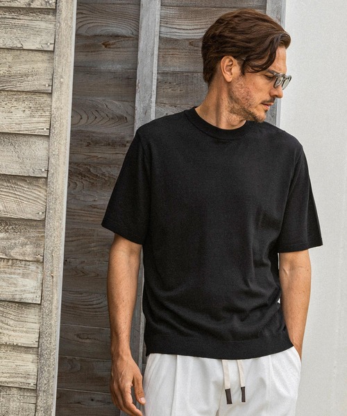 AKM Contemporary(エイケイエムコンテンポラリー)の「【WEB・直営店限定】AKM Contemporary(エイケイエムコンテンポラリー)シルクブレンドクルーネック半袖サマーニット(ニット/セーター・メンズ・ブラック/ミント/ブラウン/オフホワイト・L/M/S/XL)」の16枚目の写真