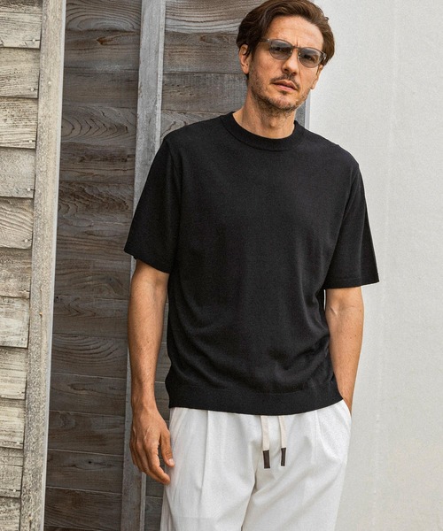 AKM Contemporary(エイケイエムコンテンポラリー)の「【WEB・直営店限定】AKM Contemporary(エイケイエムコンテンポラリー)シルクブレンドクルーネック半袖サマーニット(ニット/セーター・メンズ・ブラック/ミント/ブラウン/オフホワイト・L/M/S/XL)」の18枚目の写真