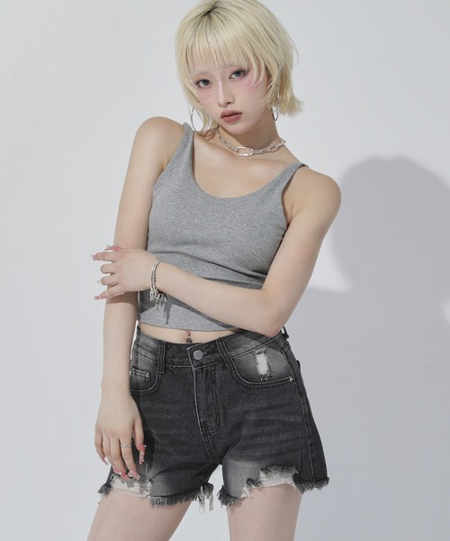 ANAP(アナップ)の「ダメージショートパンツ(デニムパンツ・レディース・ブルー/グレー・F)」の4枚目の写真
