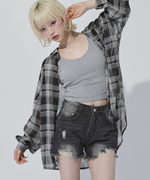 ANAP(アナップ)の「ダメージショートパンツ(デニムパンツ・レディース・ブルー/グレー・F)」の5枚目の写真