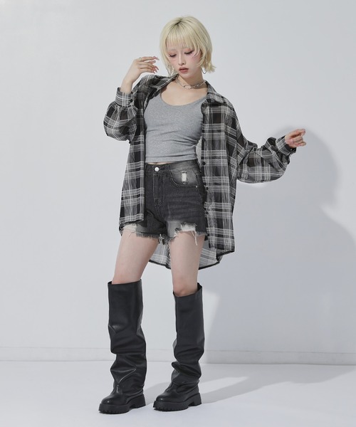 ANAP(アナップ)の「ダメージショートパンツ(デニムパンツ・レディース・ブルー/グレー・F)」の10枚目の写真