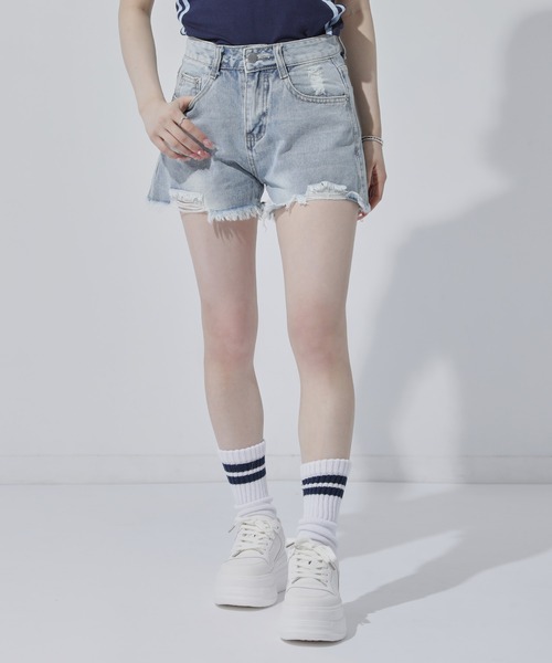 ANAP(アナップ)の「ダメージショートパンツ(デニムパンツ・レディース・ブルー/グレー・F)」の13枚目の写真