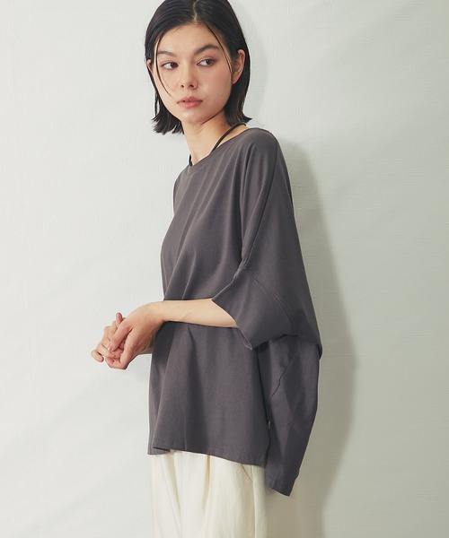 SMILE ORCHID(スマイルオーキッド)の「【接触冷感】ドルマンワイドカットソー(Tシャツ/カットソー・レディース・ホワイト/チャコールグレー/ブラック・M)」の5枚目の写真