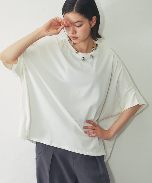 SMILE ORCHID(スマイルオーキッド)の「【接触冷感】ドルマンワイドカットソー(Tシャツ/カットソー・レディース・ホワイト/チャコールグレー/ブラック・M)」の10枚目の写真