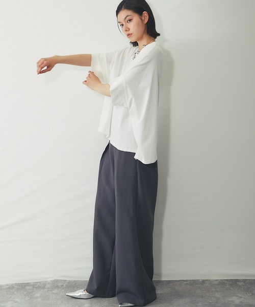 SMILE ORCHID(スマイルオーキッド)の「【接触冷感】ドルマンワイドカットソー(Tシャツ/カットソー・レディース・ホワイト/チャコールグレー/ブラック・M)」の21枚目の写真