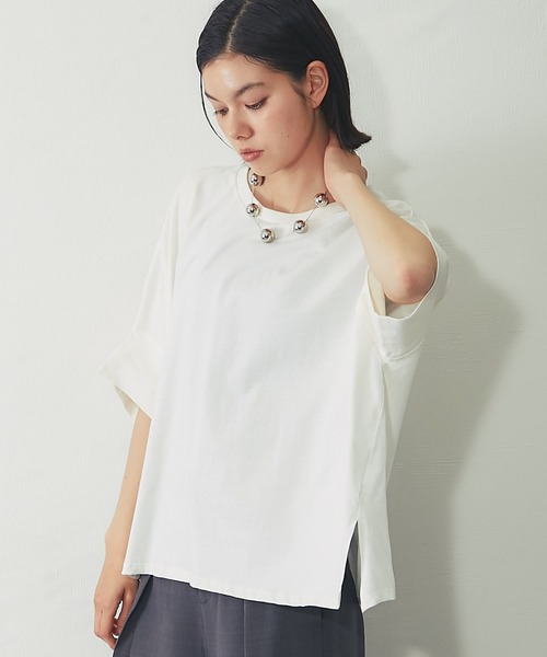 SMILE ORCHID(スマイルオーキッド)の「【接触冷感】ドルマンワイドカットソー(Tシャツ/カットソー・レディース・ホワイト/チャコールグレー/ブラック・M)」の18枚目の写真