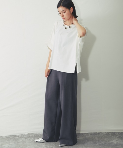 SMILE ORCHID(スマイルオーキッド)の「【接触冷感】ドルマンワイドカットソー(Tシャツ/カットソー・レディース・ホワイト/チャコールグレー/ブラック・M)」の11枚目の写真