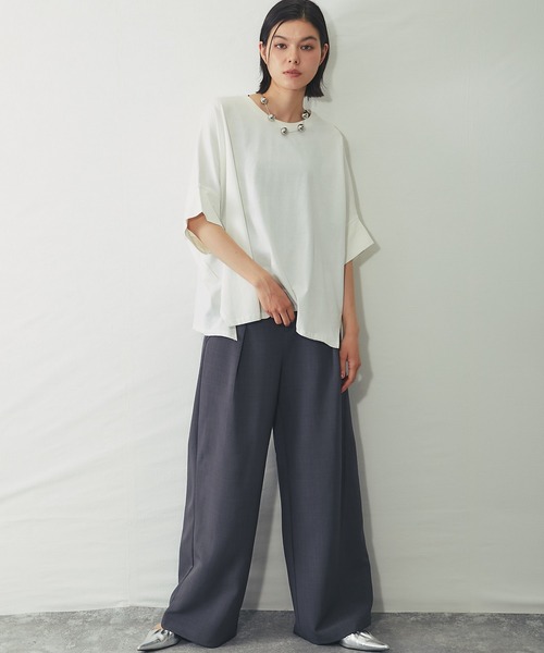 SMILE ORCHID(スマイルオーキッド)の「【接触冷感】ドルマンワイドカットソー(Tシャツ/カットソー・レディース・ホワイト/チャコールグレー/ブラック・M)」の13枚目の写真