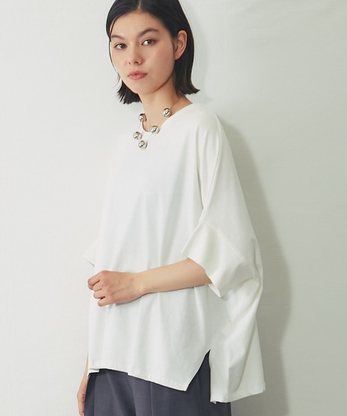 SMILE ORCHID(スマイルオーキッド)の「【接触冷感】ドルマンワイドカットソー(Tシャツ/カットソー・レディース・ホワイト/チャコールグレー/ブラック・M)」の9枚目の写真