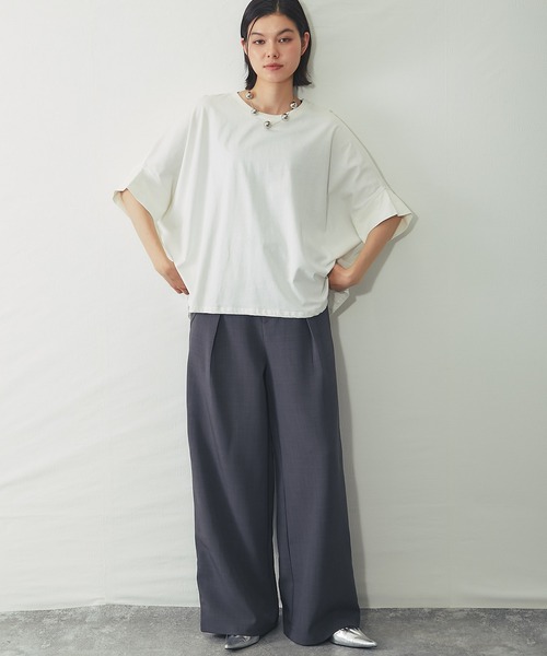 SMILE ORCHID(スマイルオーキッド)の「【接触冷感】ドルマンワイドカットソー(Tシャツ/カットソー・レディース・ホワイト/チャコールグレー/ブラック・M)」の8枚目の写真