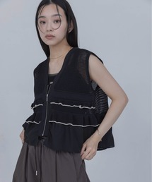 Eimee Law（エイミーロウ）の「ティアードフリル メッシュニットベスト（ベスト）」
