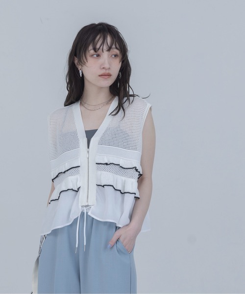 ティアードフリル メッシュニットベスト Eimee Law│Eimee Law