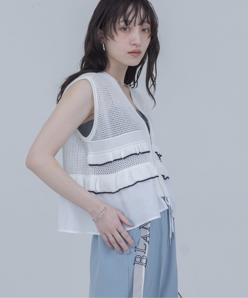 ティアードフリル メッシュニットベスト Eimee Law│Eimee Law