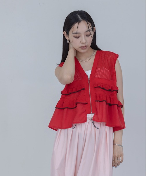 ティアードフリル メッシュニットベスト Eimee Law│Eimee Law ティアードフリル メッシュニットベスト Eimee Law│Eimee Law
