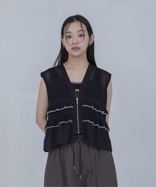 ティアードフリル メッシュニットベスト Eimee Law│Eimee Law