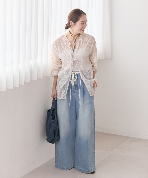 JOURNAL STANDARD（ジャーナルスタンダード）の「《追加2》TuckEasyDENIM By COOLMAX(R)fabric（デニムパンツ・レディース・ホワイト系その他/サックスブルー・36/38）」の5枚目の写真