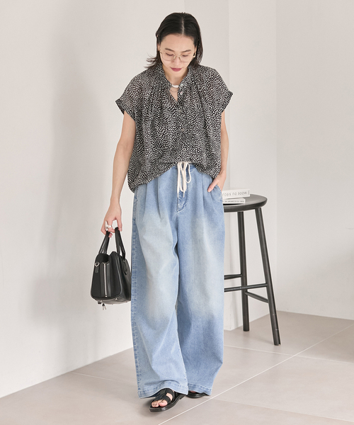 JOURNAL STANDARD（ジャーナルスタンダード）の「《追加2》TuckEasyDENIM By COOLMAX(R)fabric（デニムパンツ・レディース・ホワイト系その他/サックスブルー・36/38）」の12枚目の写真
