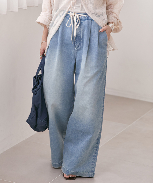 JOURNAL STANDARD（ジャーナルスタンダード）の「《追加2》TuckEasyDENIM By COOLMAX(R)fabric（デニムパンツ・レディース・ホワイト系その他/サックスブルー・36/38）」の21枚目の写真