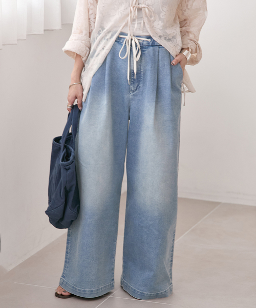 JOURNAL STANDARD（ジャーナルスタンダード）の「《追加2》TuckEasyDENIM By COOLMAX(R)fabric（デニムパンツ・レディース・ホワイト系その他/サックスブルー・36/38）」の22枚目の写真