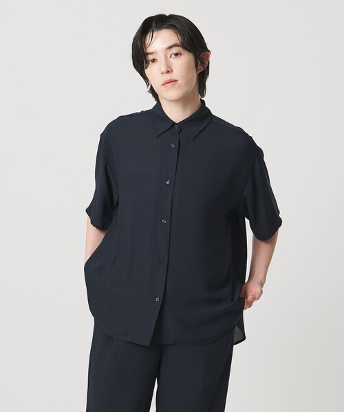 MARW UNITED ARROWS(マルゥ ユナイテッドアローズ)の「<MARW UNITED ARROWS>シフォン 5分袖 シャツ(シャツ/ブラウス・レディース・ブラック/ネイビー/ロイヤルブルー・FREE)」の2枚目の写真