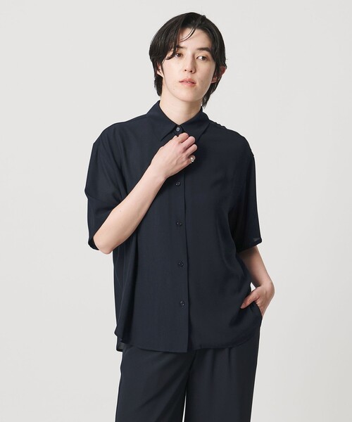MARW UNITED ARROWS(マルゥ ユナイテッドアローズ)の「<MARW UNITED ARROWS>シフォン 5分袖 シャツ(シャツ/ブラウス・レディース・ブラック/ネイビー/ロイヤルブルー・FREE)」の4枚目の写真