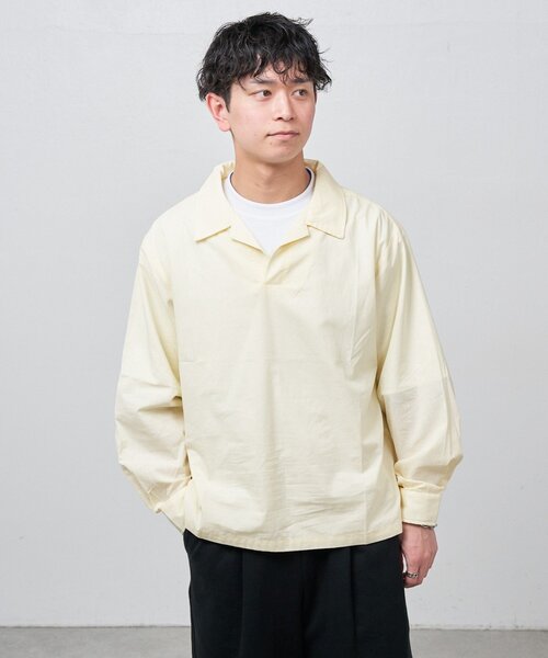 Kastane(カスタネ)の「【ユニセックス/一部店舗限定】BM スキッパーシャツ2(シャツ/ブラウス・メンズ・アイボリー/ブラウン/ベージュ・FREE)」の2枚目の写真