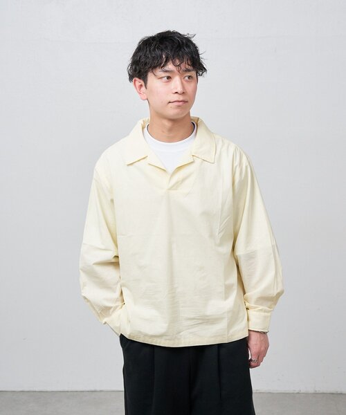 Kastane(カスタネ)の「【ユニセックス/一部店舗限定】BM スキッパーシャツ2(シャツ/ブラウス・メンズ・アイボリー/ブラウン/ベージュ・FREE)」の4枚目の写真