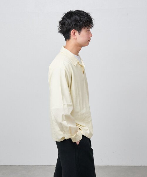 Kastane(カスタネ)の「【ユニセックス/一部店舗限定】BM スキッパーシャツ2(シャツ/ブラウス・メンズ・アイボリー/ブラウン/ベージュ・FREE)」の6枚目の写真