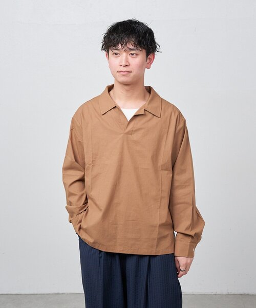 Kastane(カスタネ)の「【ユニセックス/一部店舗限定】BM スキッパーシャツ2(シャツ/ブラウス・メンズ・アイボリー/ブラウン/ベージュ・FREE)」の10枚目の写真