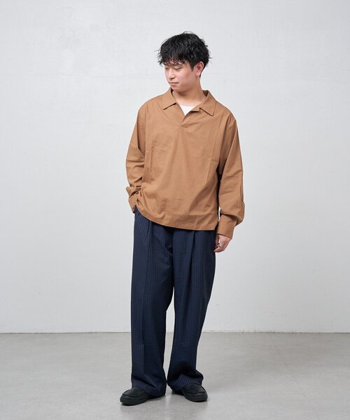 Kastane(カスタネ)の「【ユニセックス/一部店舗限定】BM スキッパーシャツ2(シャツ/ブラウス・メンズ・アイボリー/ブラウン/ベージュ・FREE)」の13枚目の写真