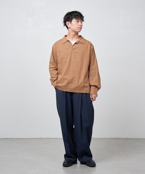 Kastane(カスタネ)の「【ユニセックス/一部店舗限定】BM スキッパーシャツ2(シャツ/ブラウス・メンズ・アイボリー/ブラウン/ベージュ・FREE)」の14枚目の写真