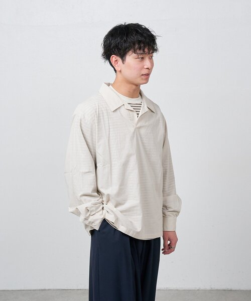Kastane(カスタネ)の「【ユニセックス/一部店舗限定】BM スキッパーシャツ2(シャツ/ブラウス・メンズ・アイボリー/ブラウン/ベージュ・FREE)」の17枚目の写真