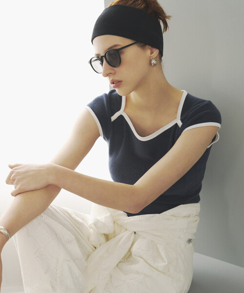Firsthand(ファーストハンド)の「CHANTECLAIR × Firsthand/シャンテクレール 別注 Pile Compact Tee / パイル コンパクト Tシャツ(Tシャツ/カットソー・レディース・ネイビー/オフホワイト・SMALL/MEDIUM)」の15枚目の写真